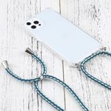 Vierhoek Schokbestendige Transparante TPU-beschermhoes met Lanyard voor iPhone 13 Pro (groen wit)