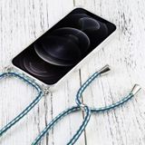 Vierhoek Schokbestendige Transparante TPU-beschermhoes met Lanyard voor iPhone 13 Pro (groen wit)