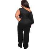 Vrouwen plus size sweatpants wide poot broek (kleur: zwart maat: xxxxl)