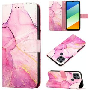 Voor Infinix Smart 6 Plus/X6823 PT003 Marmeren Patroon Flip Lederen Telefoon Case (Roze Paars Goud LS001)