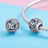 S925 Sterling Silver 26 English Letter Beads DIY Bracelet Necklace Accessories  Style:H