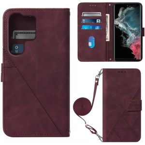 Voor Samsung Galaxy S23 Ultra 5G Crossbody 3D reliëf flip lederen telefoonhoes