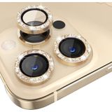 Voor iPhone 13 Pro / 13 Pro Max NORTHJO Camera Lens Protector Gehard Glas Bling Glitter Metalen Ring Film (Goud)