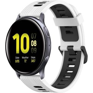 Voor Samsung Galaxy Watch Active 2 40mm 20 mm verticaal patroon tweekleurige siliconen horlogeband (wit+zwart)