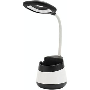 USB Charging LED Desk Light Eye Protection Lamp with Pen Holder and Phone Holder(CS276-3 Black)