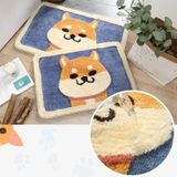 Cartoon Flocking Carpet Home Bathroom Non-slip Absorbent Pad  Size:45×65 cm(Corgi)