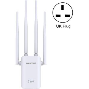 Comfast CF-WR304S 300M 4 Antenna Wireless Repeater High-Power Through-Wall WIFI Signal Amplifier  Specification:UK Plug