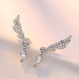 925 Sterling Silver Fashion Elegant Zircon Wings Earrings For Women