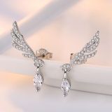 925 Sterling Silver Fashion Elegant Zircon Wings Earrings For Women