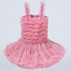 Girls Sling Puffy Solid Color Dress (Color:Bean Paste Color Size:80)
