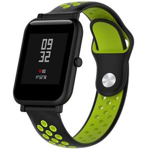 Double Colour Silicone Sport Wrist Strap for Huawei Watch Series 1 18mm(Black+green)