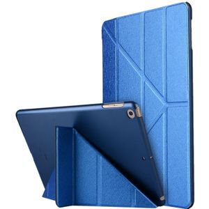 For iPad 10.2 inch Silk Texture Horizontal Deformation Flip Leather Case with Holder(Blue)
