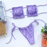 2 in 1 Double-layer Nylon Pleated Tube Top Bikini Ladies Split Swimsuit Set (Color:Purple Size:L)