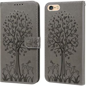 Tree & Deer patroon geperst afdrukken horizontale flip lederen telefooncase voor iPhone 7/8 / SE 2020 / SE 2022