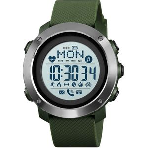 SKMEI 1511 Simple Bluetooth Men Smart Waterproof Compass Adult Smart Watch(Steel Shell Army Green)