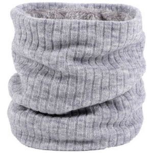 Autumn and Winter Outdoor Cycling Plus Velvet Knitted Warm Windproof Scarf(Light Gray)