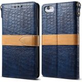 Splicing Color Crocodile Texture PU Horizontal Flip Leather Case for iPhone 6 / 6s  with Wallet & Holder & Card Slots & Lanyard (Blue)
