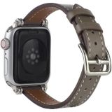 Single Circle 14mm with Beads Style Leather Replacement Strap Watchband For Apple Watch Series 7 & 6 & SE & 5 & 4 44mm  / 3 & 2 & 1 42mm(Grey)