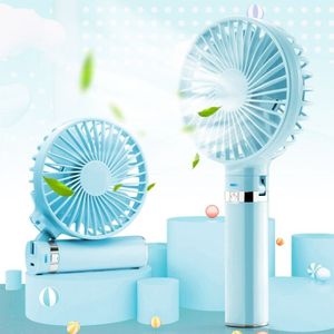 S2 Portable Foldable Handheld Electric Fan  with 3 Speed Control & Night Light (Sky Blue)