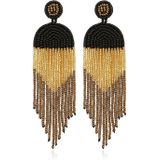 Ethnic Earrings Handmade Beaded Bohemian Tassel Earrings  Colour: Black E68671