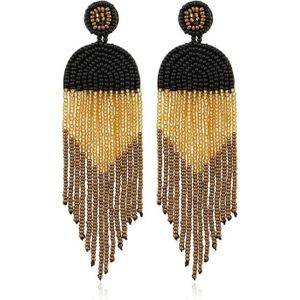 Ethnic Earrings Handmade Beaded Bohemian Tassel Earrings  Colour: Black E68671