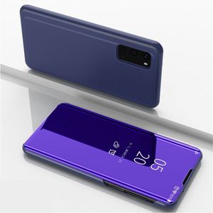 For Galaxy S20 Plated Mirror Horizontal Flip Leather Case with Holder(Purple Blue)