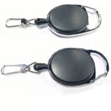 2 PCS Retractable Pull Badge Reel Zinc Alloy ABS ID Lanyard Name Tag Card Badge Key Ring Chain Clips