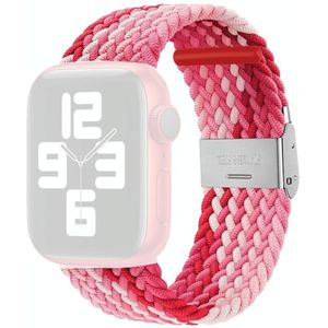 Gevlochten + roestvrijstalen vervanging horlogebanden voor Apple Watch Series 7 45 mm / 6 & SE & 5 & 4 44mm / 3 & 2 & 1 42mm (z patroon rood poeder)