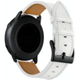 Voor Huawei Horloge GT3 42mm / Watch GT2 42mm First Layer Leather Car Line Solid Color Strap (White)