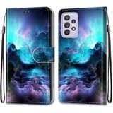 For Samsung Galaxy A52 5G / 4G Coloured Drawing Cross Texture Horizontal Flip PU Leather Case with Holder & Card Slots & Wallet & Lanyard(Colorful Clouds)