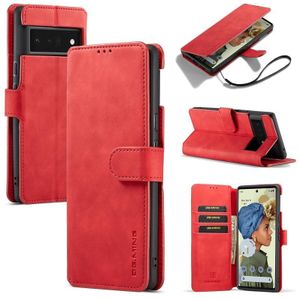 For Google Pixel 6 Pro DG.MING Retro Oil Side Horizontal Flip Leather Case with Holder & Card Slots & Wallet(Red)