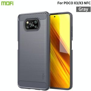 For Xiaomi POCO X3 / X3 NFC MOFI Gentleness Series Brushed Texture Carbon Fiber Soft TPU Case(Grey)