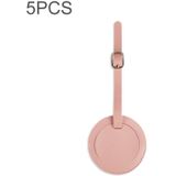 5 PCS Soft-Surface Leather Stitched Round Boarding Pass Luggage Tag(Pink)