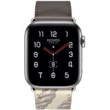 For Apple Watch Series 5 & 4 40mm / 3 & 2 & 1 38mm Silk Screen Pattern Leather Watchband(Grey)
