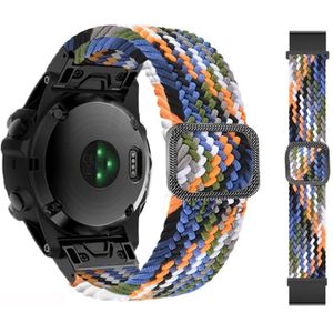 Voor Garmin Fenix 7X verstelbare nylon gevlochten elasticiteit horlogeband (kleurrijke denim)