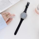 22mm Small Waist Lychee Texture Leather Replacement Strap Watchband(Black)