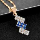 18k Gold Plated Irregular Geometry Crystal Pendant Necklace For Female  43*13 mm(blue)