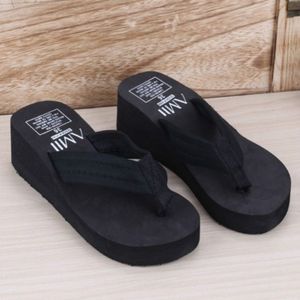 Sequin Slippers Wedge ith Flip Flops  Size:39(Black With Cloth)