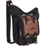 KAUKKO FH03 Retro Style Men Canvas Crossbody Bag Messenger Bag Outdoors Hiking Camping Bag  Size: 26 x 21 x 9 cm(Black)