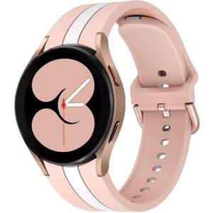 Voor Samsung Galaxy Watch4 40/44mm/Watch4 Classic 42/46mm Three Vertical Stripes Two-Color Silicone Watch Band (Pink White)
