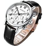 Ochstin 5081A Multifunctioneel lichtgevend waterdicht lederen band quartz horloge (goud + zwart + zwart)