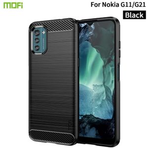 Voor Nokia G11 / G21 Mofi Gentless Series Borstelde textuur Koolstofvezel Zachte TPU -behuizing