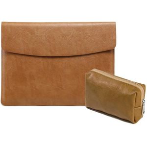 Horizontal Litchi Texture Laptop Bag Liner Bag For MacBook  11 Inch A1370 / 1465(Liner Bag+Power Bag Yellow)