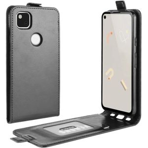 Voor Google Pixel 4a R64 Texture Single Vertical Flip Leather Beschermhoes met kaartslots & fotoframe(zwart)