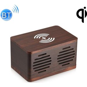 D70 QI Standard Subwoofer Wooden Bluetooth 4.2 Speaker  Support TF Card & 3.5mm AUX Brown