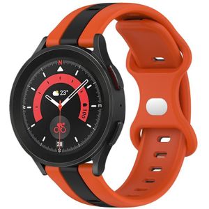 Voor Samsung Galaxy Watch5 Pro 45 mm 20 mm vlindergesp tweekleurige siliconen horlogeband (oranje + zwart)