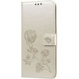 For Galaxy S20 Plus Rose Embossed Horizontal Flip PU Leather Case with Holder & Card Slots & Wallet(Gold)