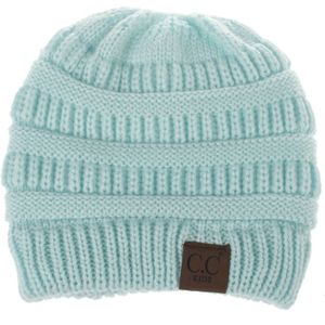 CC Letter Ponytail Cap Knitting Hat for Ladies(Baby Blue)
