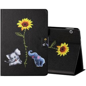 Voor Huawei MediaPad T5 10 inch gekleurde tekening horizontale flip lederen behuizing met houder & kaartslots (olifant)