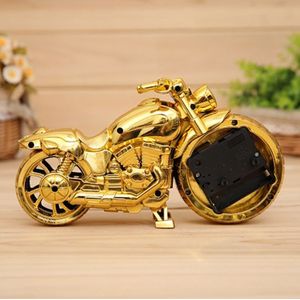 Cartoon Motorcycle Alarm Clock Bedroom Plastic Pointer Alarm Clock  Size: 23*13*6cm(Gold)